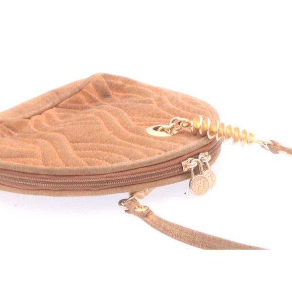 RARE Fendi Caramel Quilted Suede 2-way Purse with a 'Pasta' or 'Noodle' Design - Picture 9 of 14